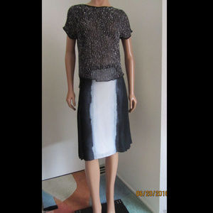 VINCE Vertical Dip Dye Pleated Silk Skirt Sz. 4